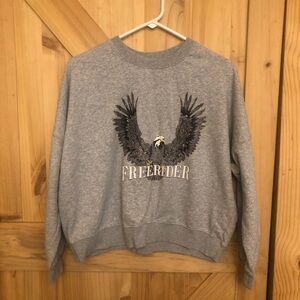 Freerider Eagle Graphic Oversized Gray Sweatshirt Size SP
